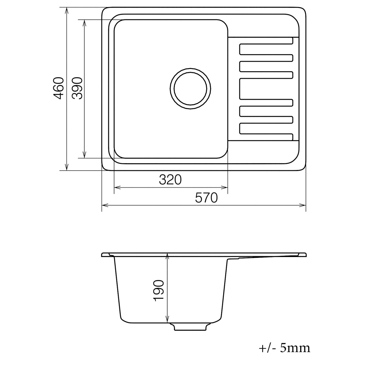 Keuken spoelbak VANKOR Hope HMP 02.57 Zwart + sifon VANKOR