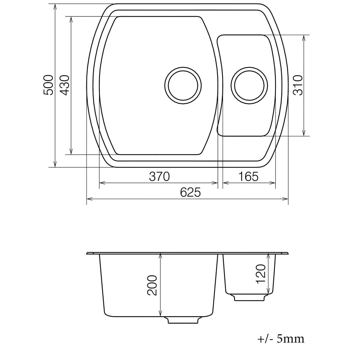 Keuken spoelbak VANKOR Norton NMP 03.63 Terra + sifon VANKOR