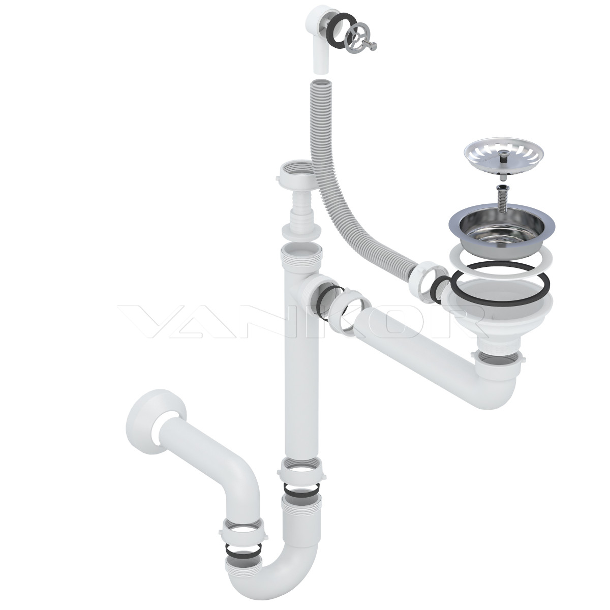Keuken spoelbak VANKOR Easy EMP 02.76 XL Grijs + sifon VANKOR