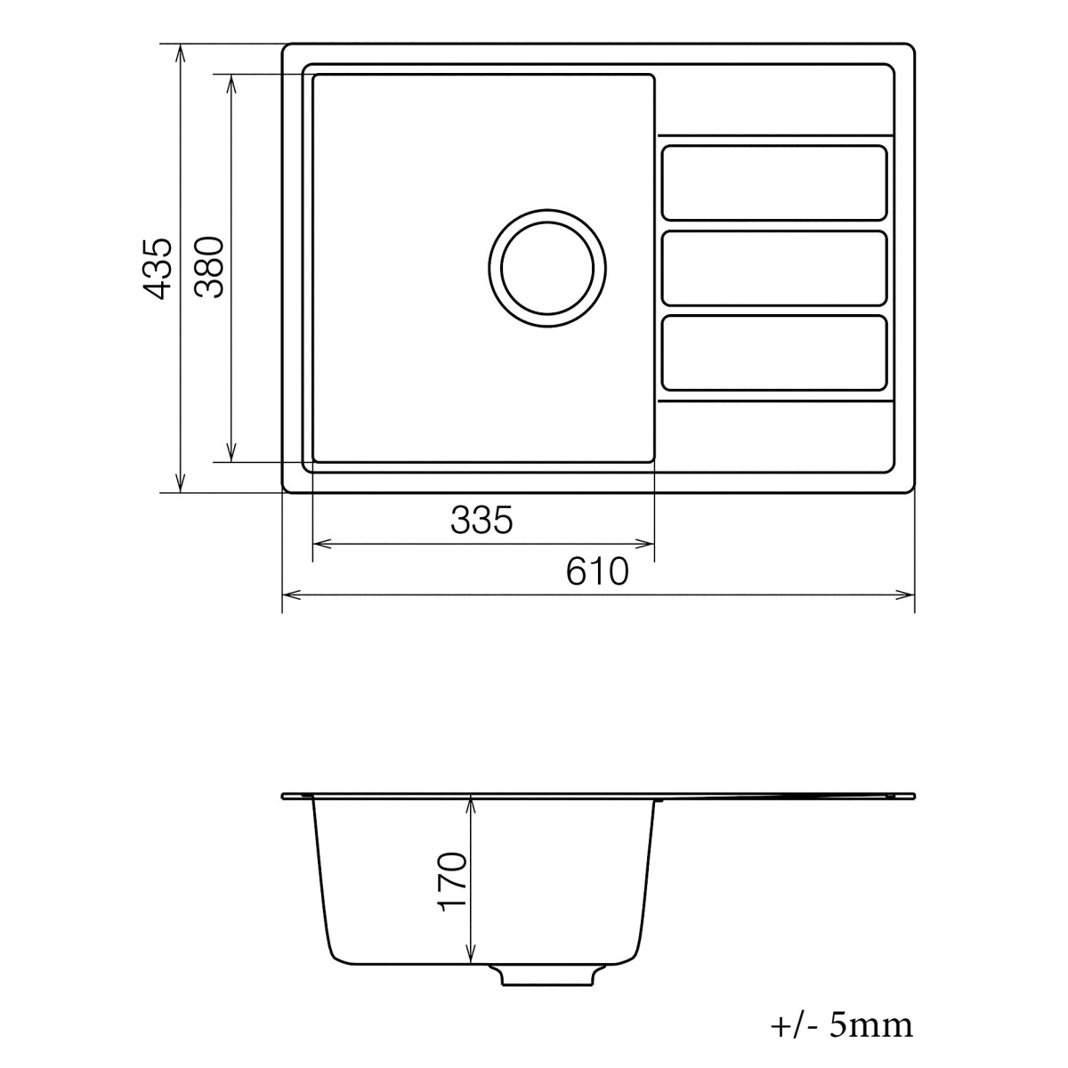 Keuken spoelbak VANKOR Easy EMP 02.62 Terra + sifon VANKOR