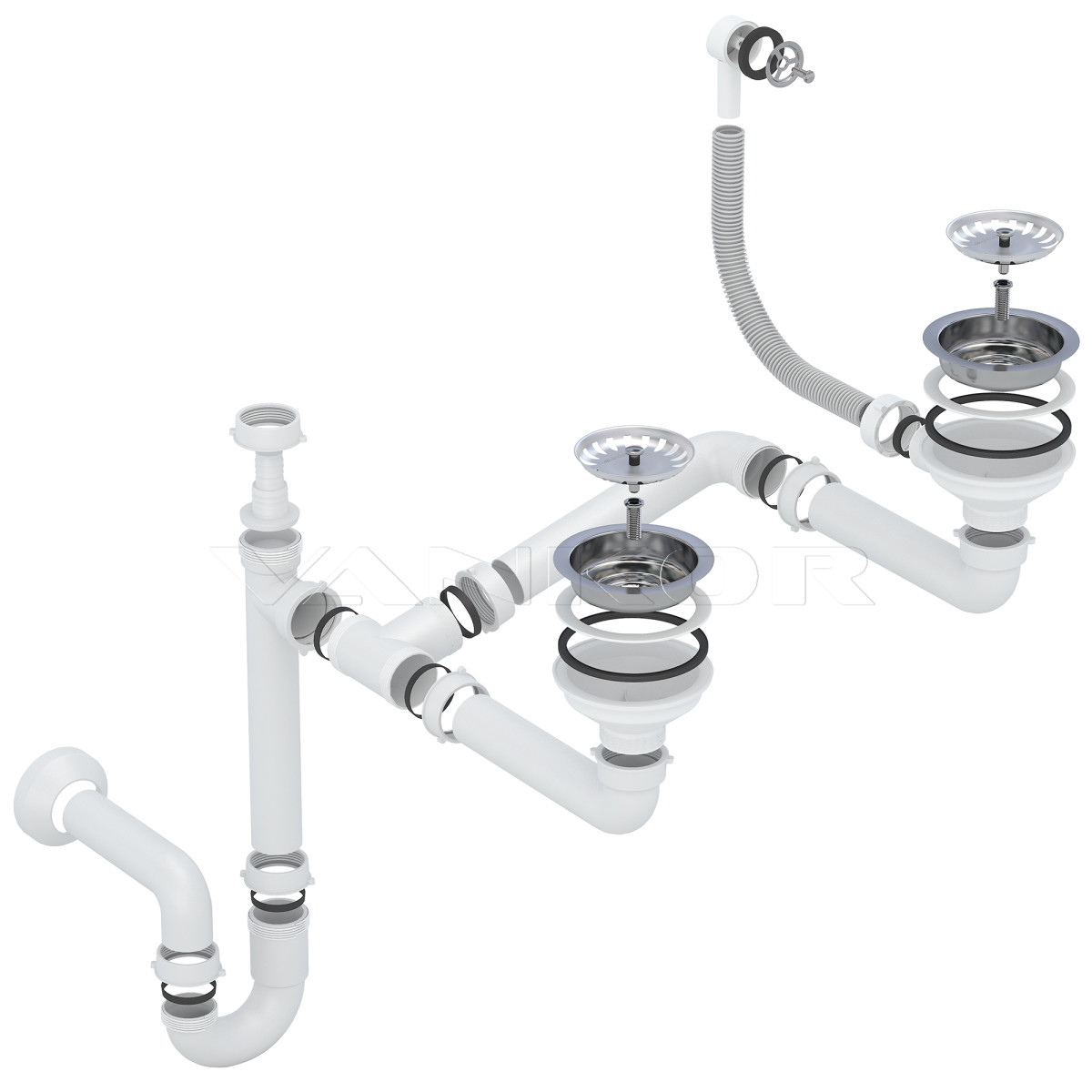 Keuken spoelbak VANKOR Norton NMP 03.63 Grijs + sifon VANKOR