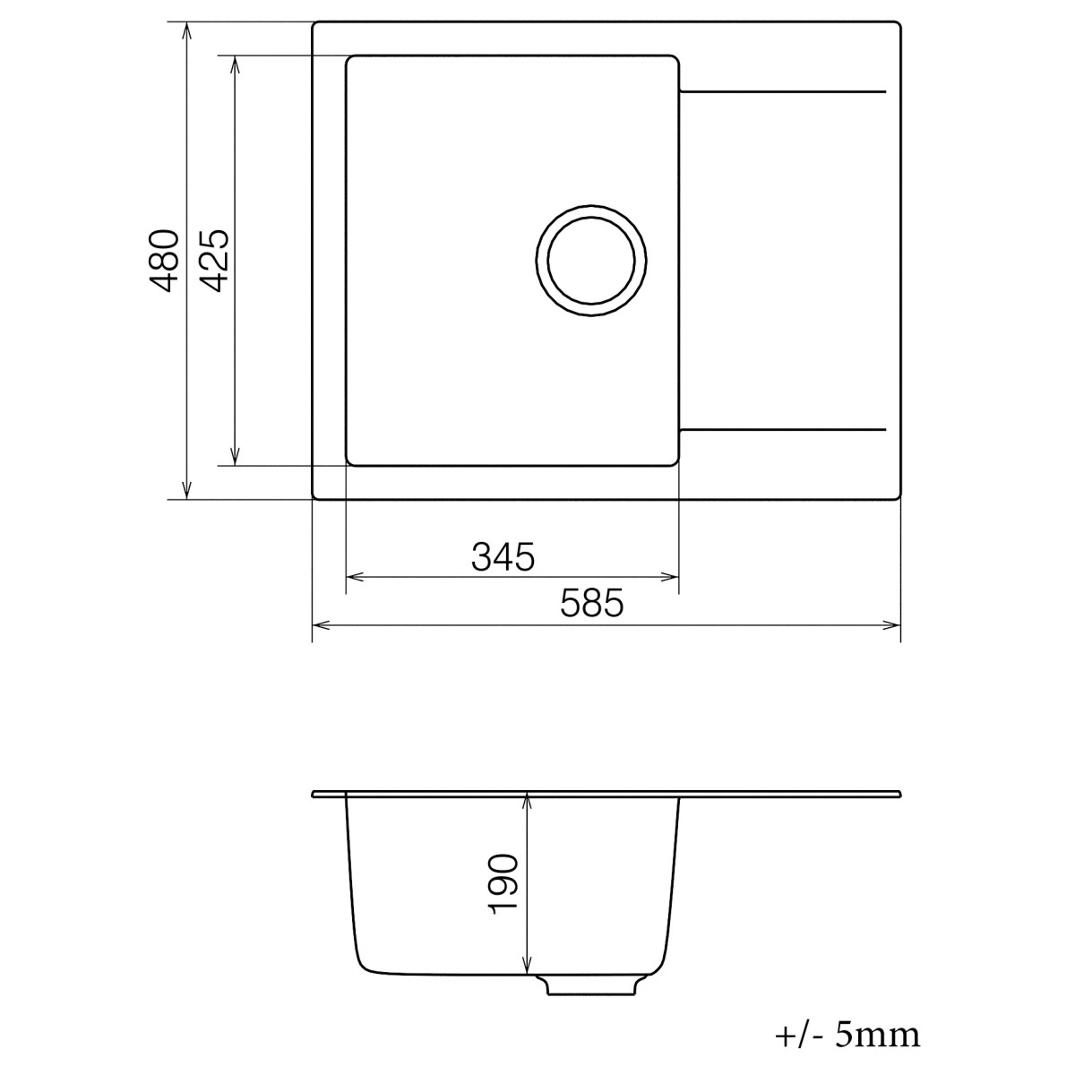 Keuken spoelbak VANKOR Orman OMP 02.61 Beige + sifon VANKOR