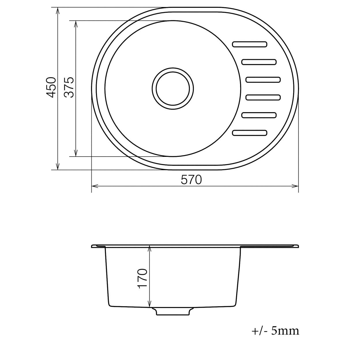 Keuken spoelbak VANKOR Lira LMO 02.57 Grijs + sifon VANKOR