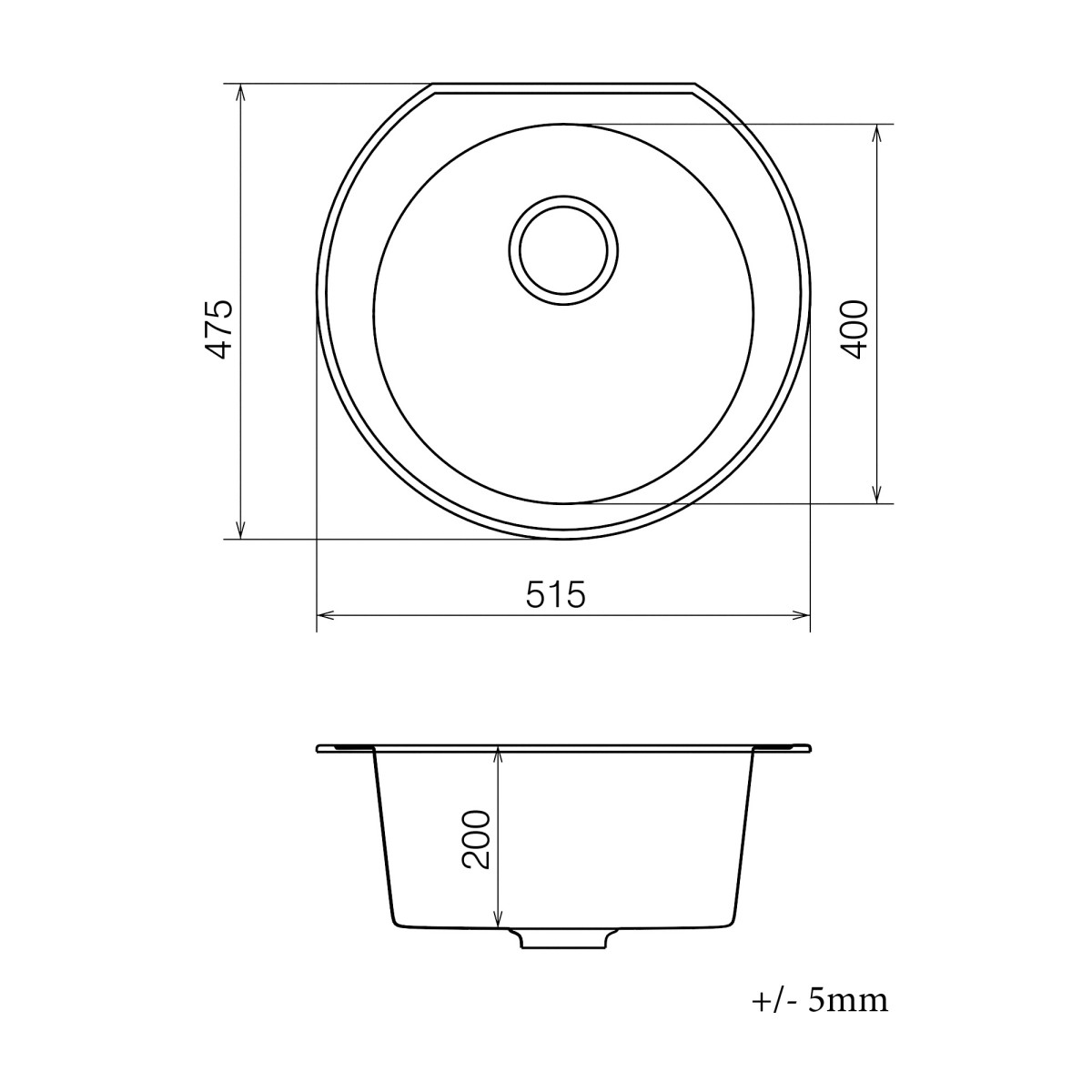 Keuken spoelbak VANKOR Kres KMR 01.52 zwart + sifon VANKOR