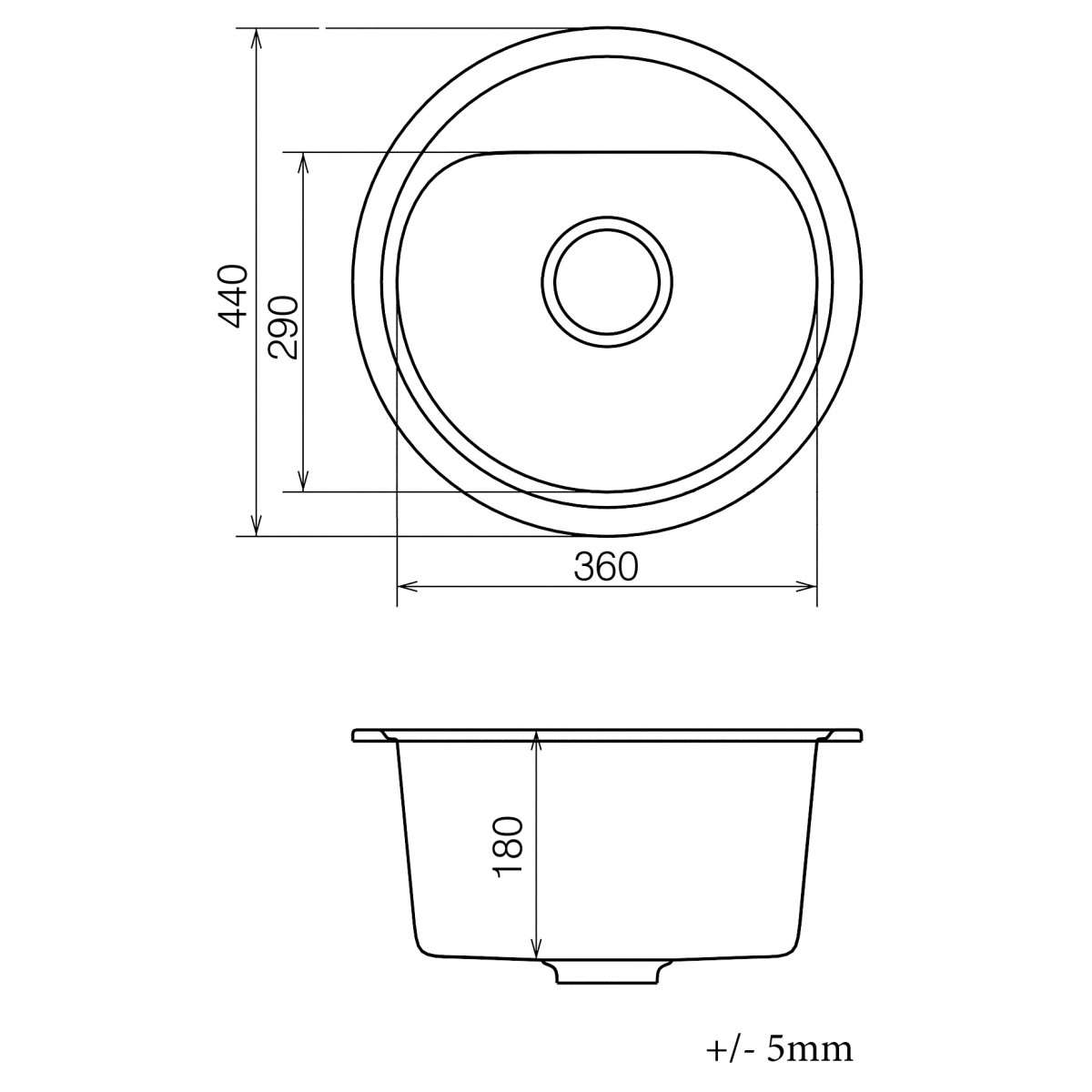 Keuken spoelbak VANKOR Lira LMR 01.44 Grijs + sifon VANKOR