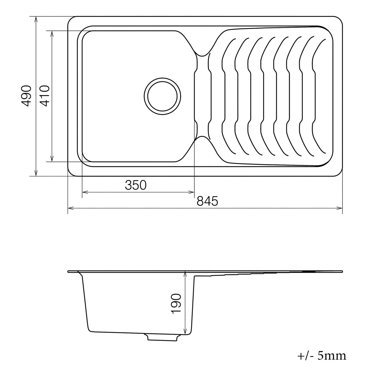 Keuken spoelbak VANKOR Sigma SMP 02.85 Zwart + sifon VANKOR