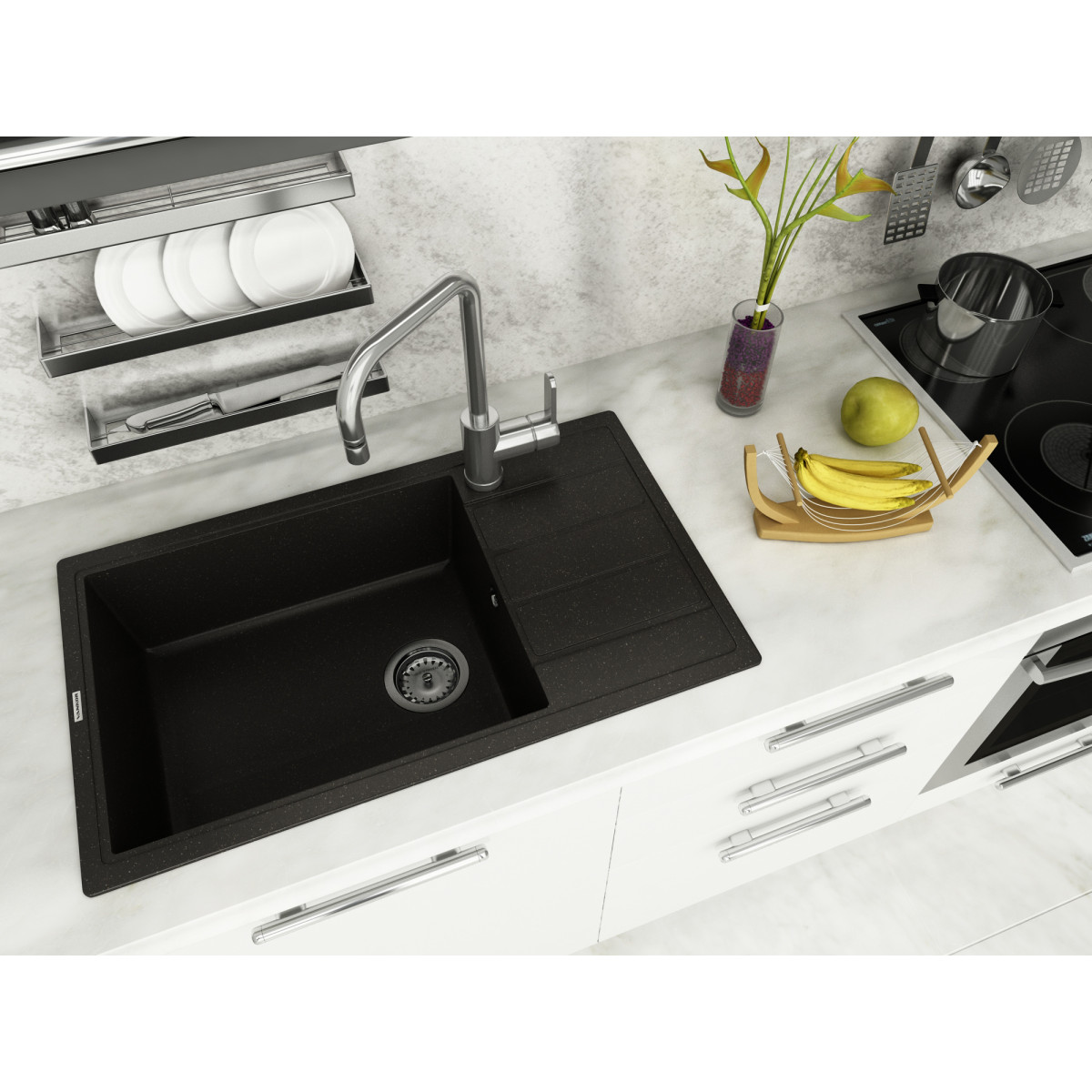 Keuken spoelbak VANKOR Easy EMP 02.76 XL Zwart + sifon VANKOR