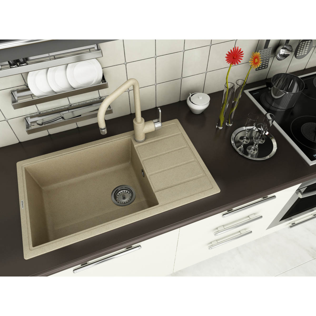 Keuken spoelbak VANKOR Easy EMP 02.76 XL Safari + sifon VANKOR