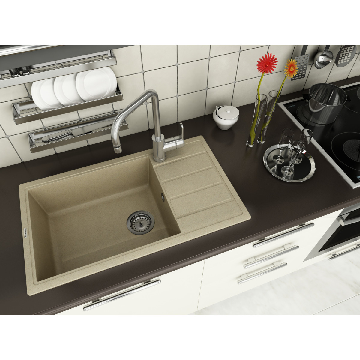 Keuken spoelbak VANKOR Easy EMP 02.76 XL Safari + sifon VANKOR