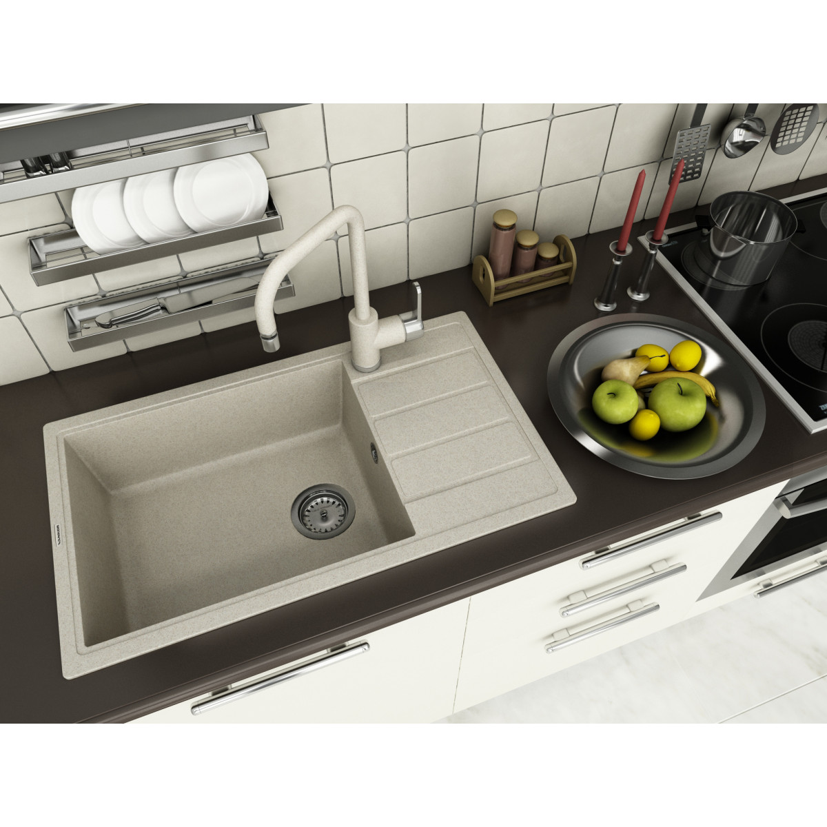 Keuken spoelbak VANKOR Easy EMP 02.76 XL Terra + sifon VANKOR