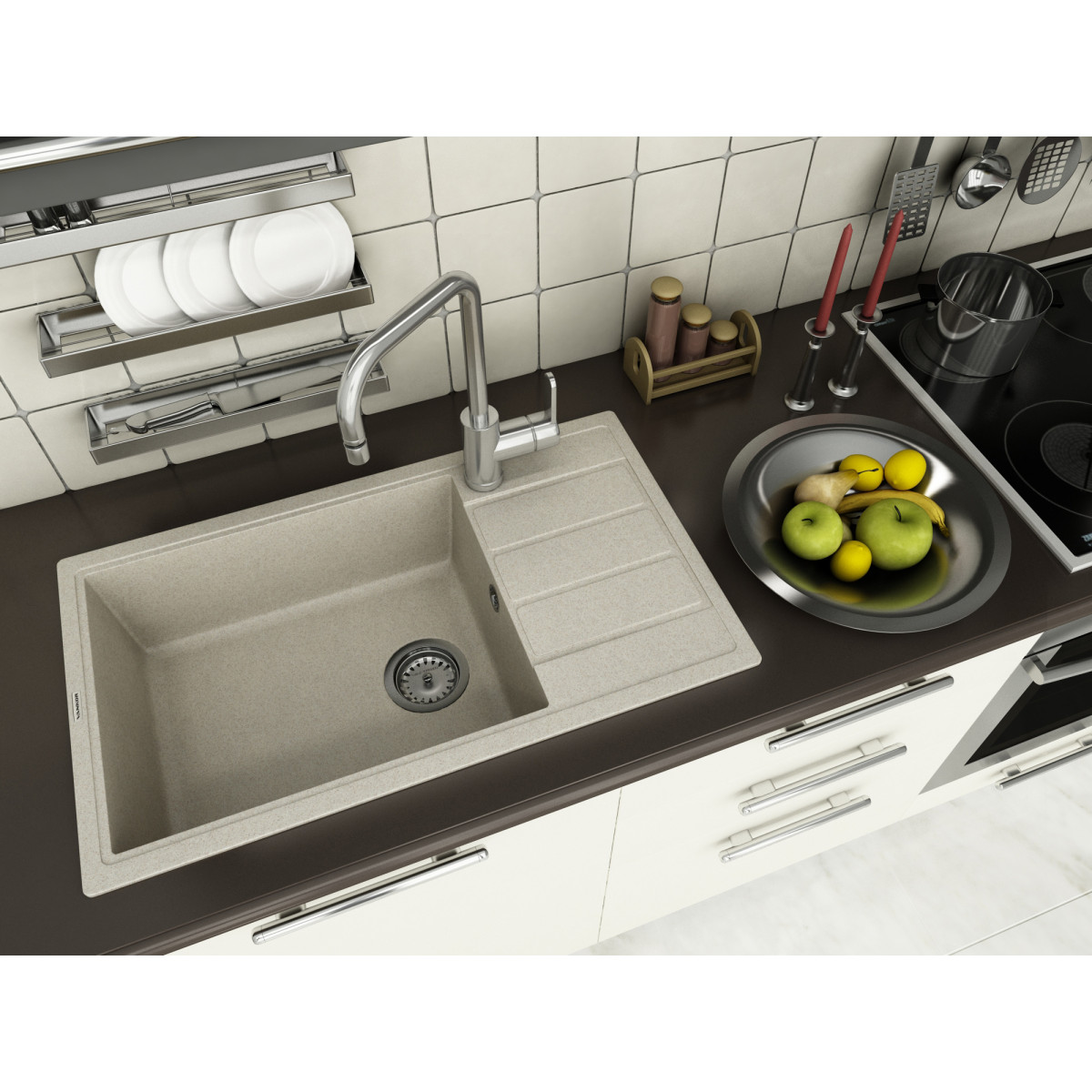 Keuken spoelbak VANKOR Easy EMP 02.76 XL Terra + sifon VANKOR