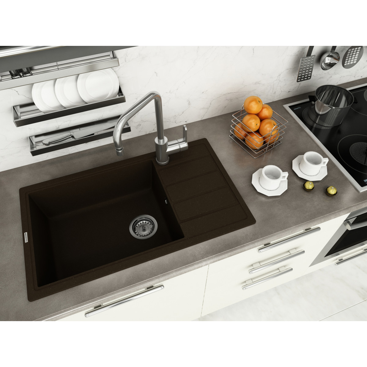 Keuken spoelbak VANKOR Easy EMP 02.76 XL Chocolade + sifon VANKOR