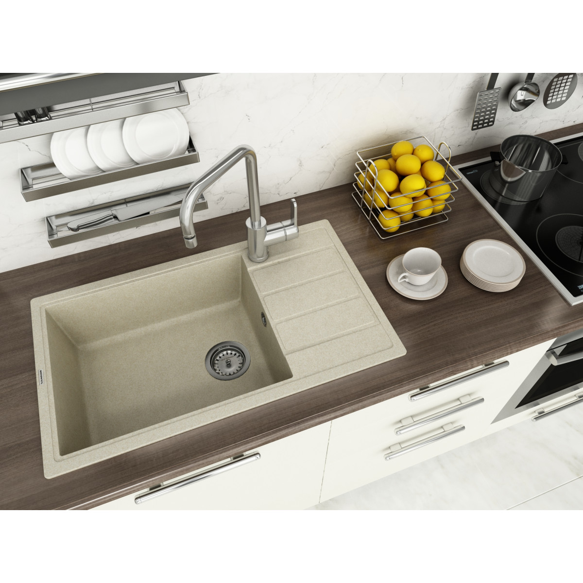 Keuken spoelbak VANKOR Easy EMP 02.76 XL Beige + sifon VANKOR