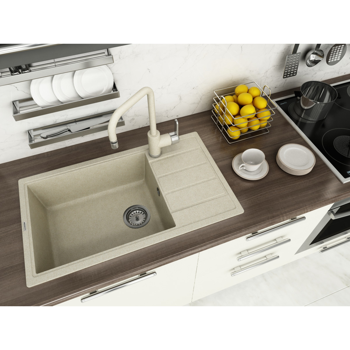 Keuken spoelbak VANKOR Easy EMP 02.76 XL Beige + sifon VANKOR