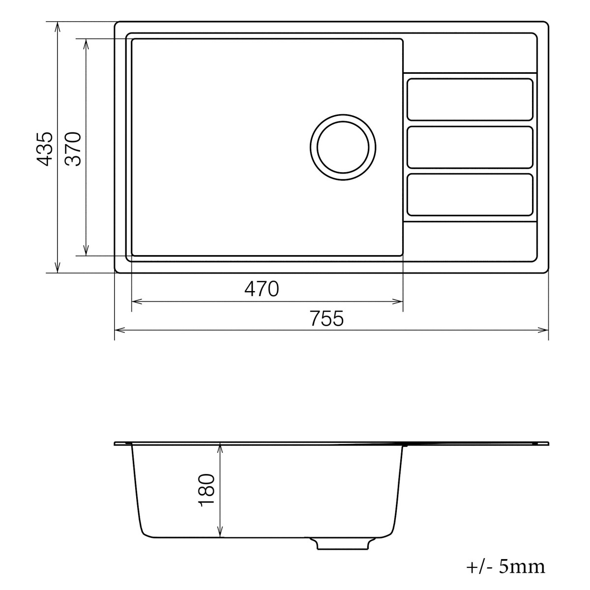 Keuken spoelbak VANKOR Easy EMP 02.76 XL Grijs + sifon VANKOR