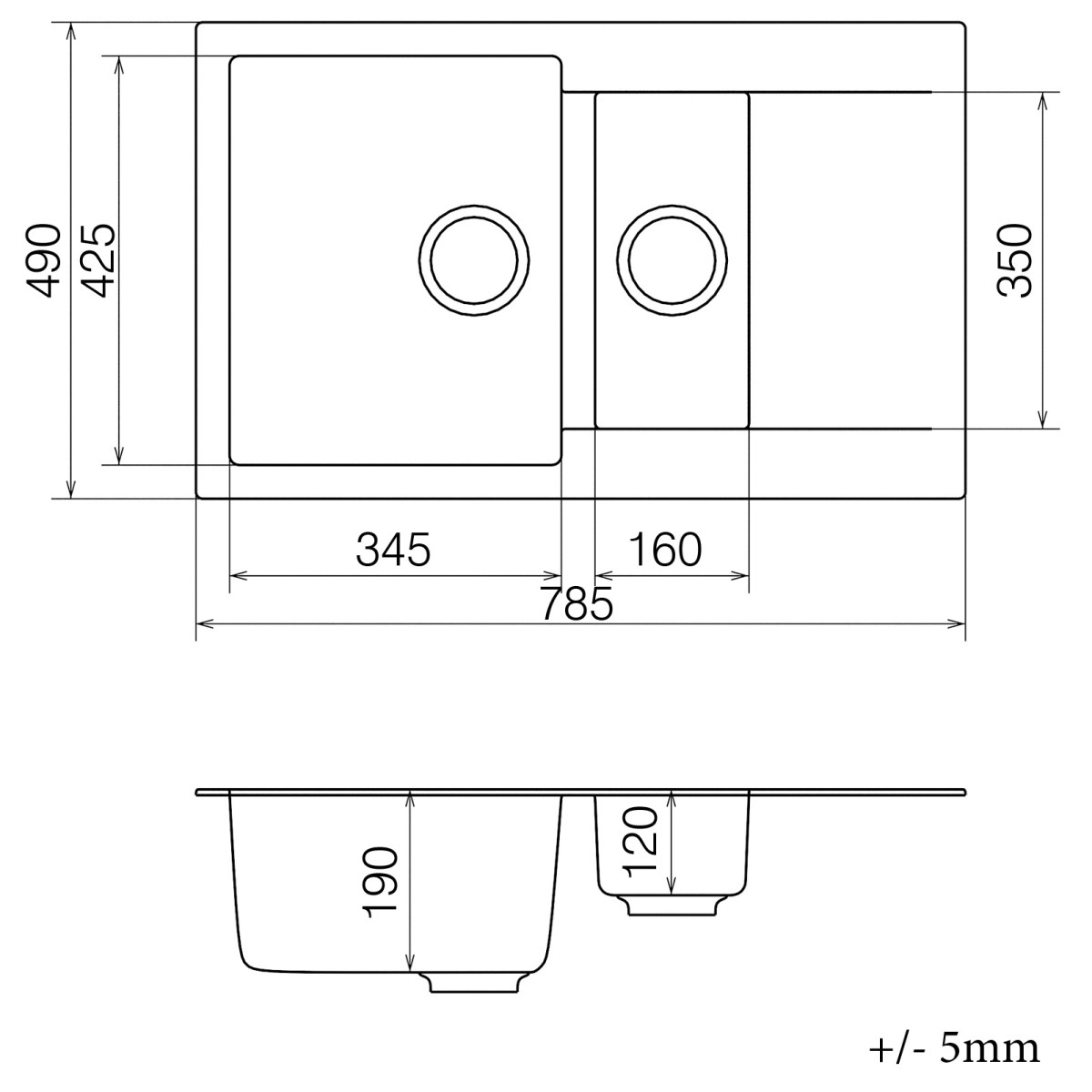 Keuken spoelbak VANKOR Orman OMP 04.80 Grijs + sifon VANKOR